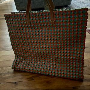 Clare V Colorful Leather Woven Tote Bag